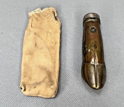 $99 • Buy 1900s Antique German Brass Match Striker Match Safe Holder Vesta Case Deer Hoof