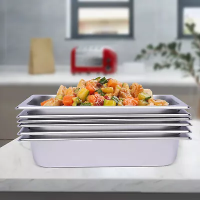 6 Pack Steam Table Pans 1/2 Size Stainless Steel Food Prep Table Pans Rectangula • $33.25