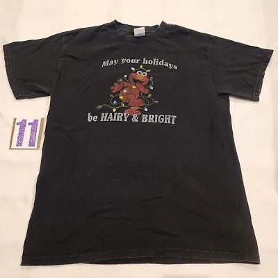 Elmo Christmas T Shirt Medium Black Y2K Sesame Street • $13.49