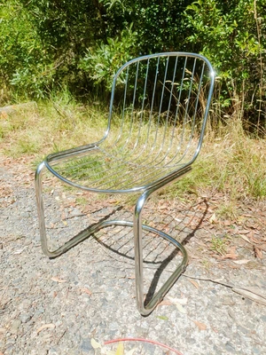 $75 • Buy Gastone Rinaldi Chrome Dining Chair Atomic Mid Century Vintage Fler Tessa Era
