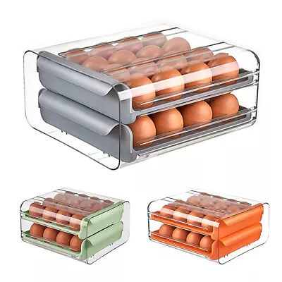 Egg Holder Boxes Tray Storage Box 32 Eggs Organiser Refrigerator Container Case • £8.45