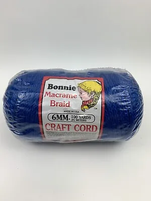 New Vintage Bonnie Macrame Braid 6mm 100 Yard (91 Meters) Craft Cord Royal Blue • $18.99