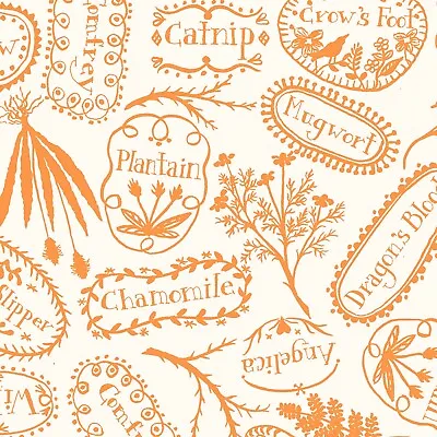 Spellcasters Garden  By The Yard  Papercut Tree  Meg Hawkeye Orange On Cream • $14.99