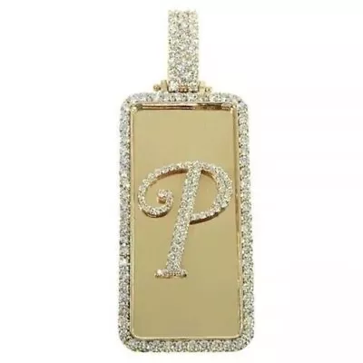 Lab-Created Diamond Mens Any Initial P Letter Pendant 14k Yellow Gold Plated • $116.16