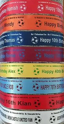 No 1 Football Fan Birthday Cake Ribbon 38mm All 92 Teams Available • £3.95