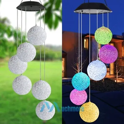 Solar Wind Chimes Lights LED Balls Color Changing Hanging Lamp Garden Home Decor • $11.99