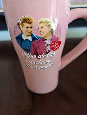 I Love Lucy Pink Travel Coffee Mug  Coffee Always Tastes Better With A Friend  • $20