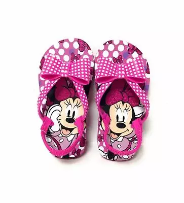 Minnie Mouse Girls Slip On Flip Flops Size 9/10 W Back Strap Polka Dot NEW • $12.99