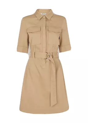 Whistles Gemma Shirt Dress UK 12 Oatmeal Military Utility Short RRP 129 Safari • £51.90