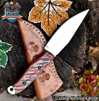 CSFIF Handmade Skinner Knife AUS-10 Steel Hard Wood EDC Veterans Gift • $0.99