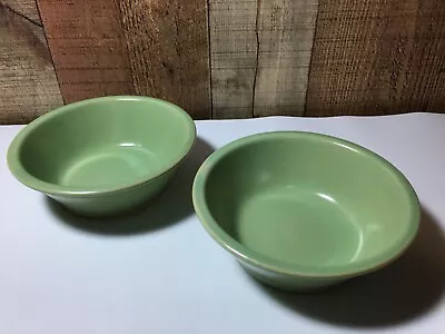 Vintage La Solana Stoneware Set Of 2 Cereal Bowls Green 6  Rare • $20