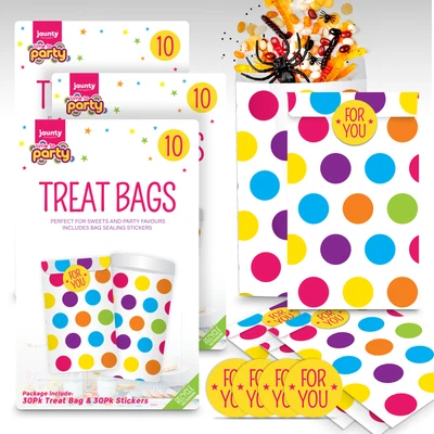 £4.99 • Buy 30pk Paper Party Bags For Kids Party & Stickers | Candy Sweet Loot Gift Birthday
