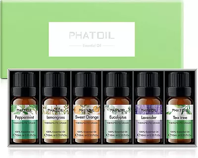 $19.99 • Buy Essential Oils Set 6 X 10ml,100% Pure Aromatherapy Oil For Diffuser,,Humidifier