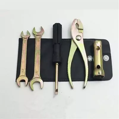 5PCS Motorcycle Tool Kit Pliers Wrench Spark Plug Remover With Storage Pocket • $20.60