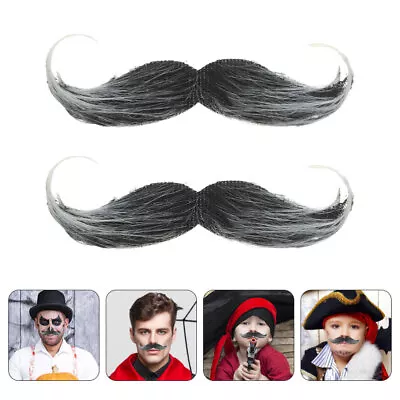  2 Pcs Lifelike Mustache False Handlebar Moustaches Elder Prom Fake Beard • £5.18