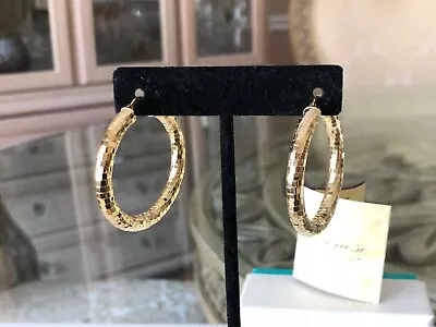 Veronese 18K Clad Bold Faceted Hoop Earrings  QVC • $120