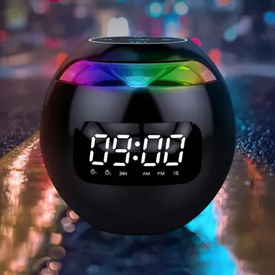 Wireless Bluetooth 5.0 Speaker LED Digital Alarm Clock MP3 Music Play UK Ship • £13.19