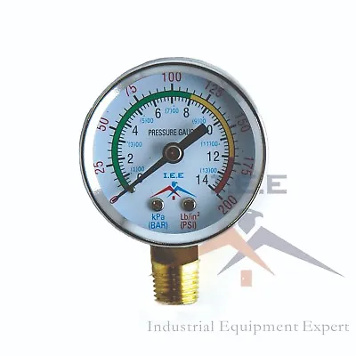 $7.79 • Buy Air Compressor Pressure / Hydraulic Gauge 2  Face Side Mount 1/4  NPT 0-200 PSI