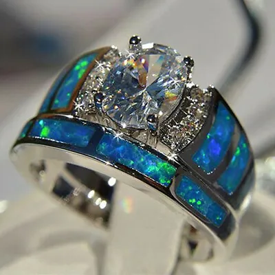 2pcs 925 Silver Filled Ring Set Luxury Cubic Zircon Women Party Ring Sz 5-10 • $1.92