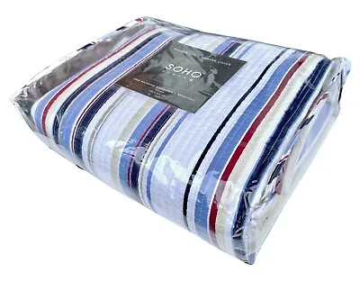 SOHO LIVING Nautical Colours Stripe King Size Bedspread / 220x230 Cm / NEW • £45