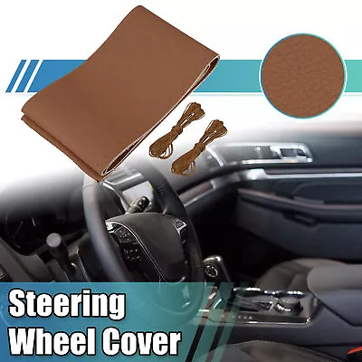 Car Hand Sewn Steering Wheel Cover With Needle And Thread Fit 13.8-14.4 Inch • £17.49