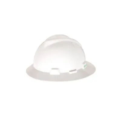 MSA 475369 White V-Gard Slotted Full-Brim Hard Hat With Fas-Trac III Suspension • $20.99