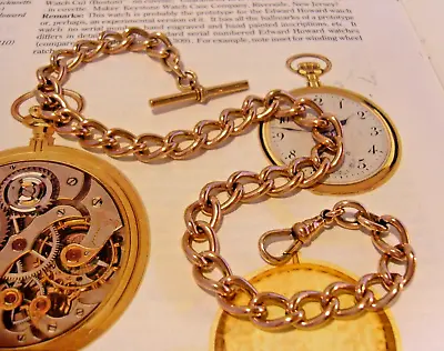 Victorian Pocket Watch Chain 18ct Rose Rolled Gold Antique 1890s Albert & T Bar • £395