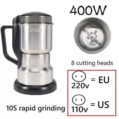 400W Coffee Grinder Electric Wet & Dry Grinder Beans Nuts Spice Grinding Mill • £19.99