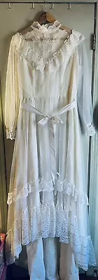 Alfred Angelo Budget Bridals 1980's Vintage White Lace Wedding Dress 10 • $99.99