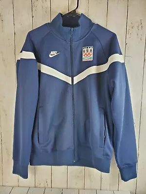 NIKE Team USA Vancouver 2010 Olympics Navy Blue Zip Up Track JACKET Medium • $55