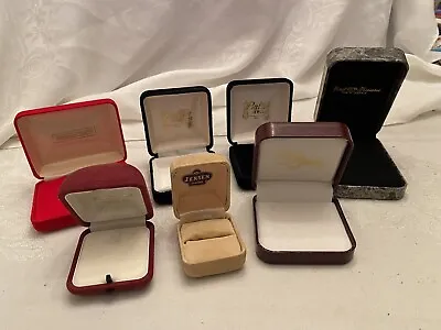 Vintage Lot Of 7 ASSORTED JEWELRY BOXES Velvet Faux Leather Black Red Maroon • $13.95