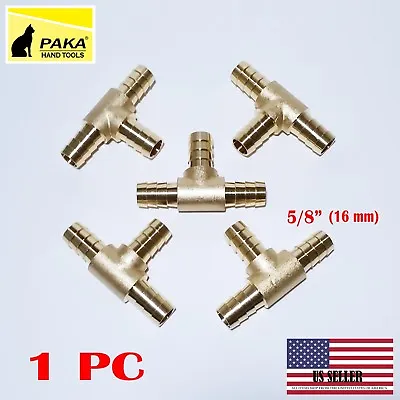 $8.99 • Buy 1 PC - 5/8 HOSE BARB TEE Brass Pipe 3 WAY T Fitting Thread Gas Fuel Water Air