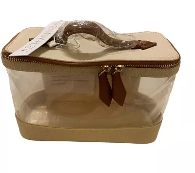 Henny + Lev Max Makeup Trunk Beige Canvas Brown Vegan Leather New • $25