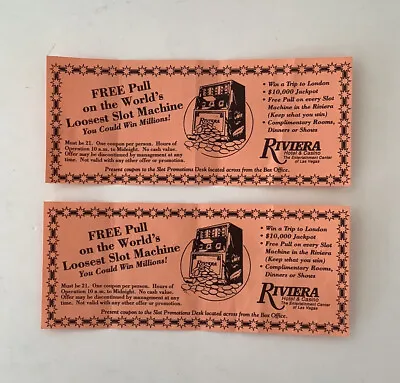2 Vintage Riviera Hotel & Casino  Free Pull On The World's Loosest Slot  Coupons • $14.99