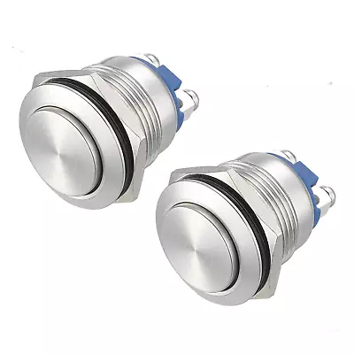 19Mm Momentary Push Button Switch High Round Cap Waterproof Stainless Steel Meta • $16.88