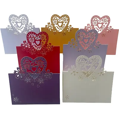 Heart Place Cards Folding Wedding Table Number Name Sign Craft Party Decoration • £1.65