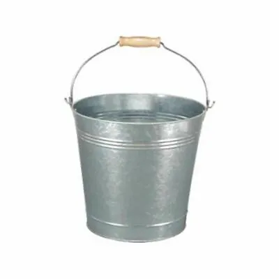 2x12ltr Traditional Galvanised Strong Steel Metal  Bucket With Wooden Handle • £12.99