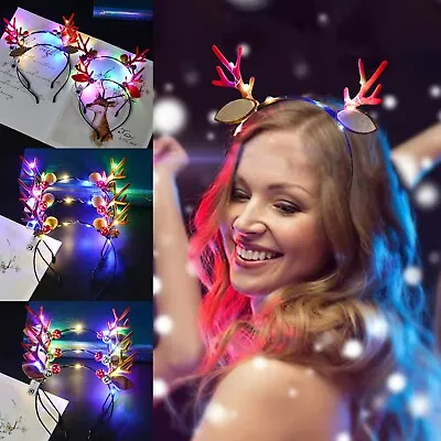 £4.79 • Buy Christmas Headbands LED Light Up Flashing Glow Reindeer Antlers Costume Headband