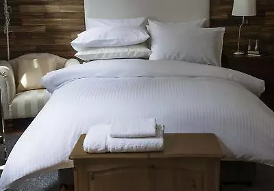 Belledorm 540 Thread Count Egyptian Cotton Satin Stripe Bed Linen In White • £129.99