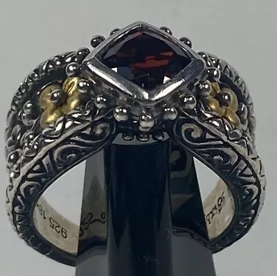 Bixby 925 Sterling Silver & 18k Gold Garnet Ring Size 7 ((no Reserve)) • $28