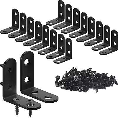 18PCS L Bracket Corner Bracket  Stainless Steel L Brackets For Shelves Black S • $9.99