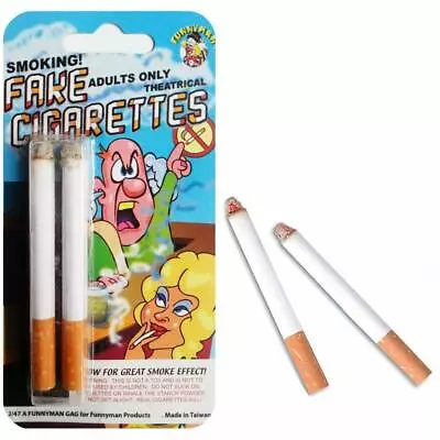 Two 2 Fake Puff Stage Cigarettes Fags Smoking Prop Funny Joke Trick Boys Toy • £4.19