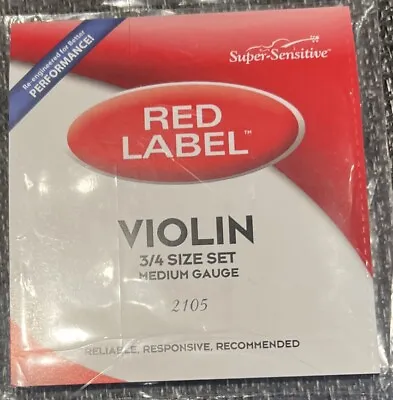 2105 Red Label 3/4 Size Violin Medium Gauge Strings Super Sensitive New • $9.95