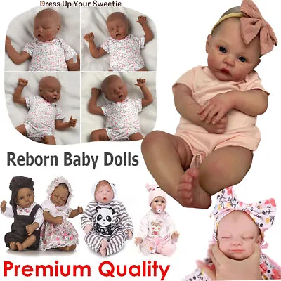 Lifelike Reborn Dolls Baby Girl Vinyl Body Realistic Newborn Doll Kids XMAS GIFT • £12.23