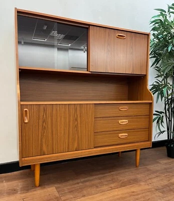 SCHREIBER Retro 1970s Teak Effect Wall Cabinet Mid Century Danish Inspired • £120