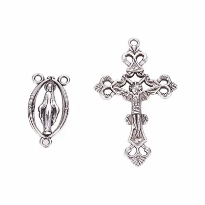 £5 • Buy Rosary Centre Piece, Crucifix, Connector, First Communion Rosary Parts, Charms