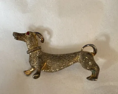 Vintage Bd Sterling Silver Dachshund Brooch Pin Gold Tone 7 Gms • £34.70