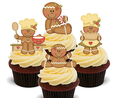 Gingerbread Edible Cup Cake Toppers Stand-up Decorations Christmas Baking Fairy • £2.99