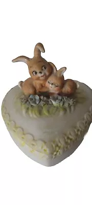 Vintage Trinket Box Porcelain Easter Bunny Candy Dish Spring Container Decor • $11.60