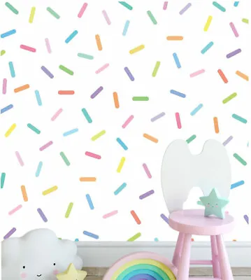 90 Pcs Pastel Rainbow Sprinkles Wall Decal Kids Nursery Stickers Baby Cot Decor • £18.12